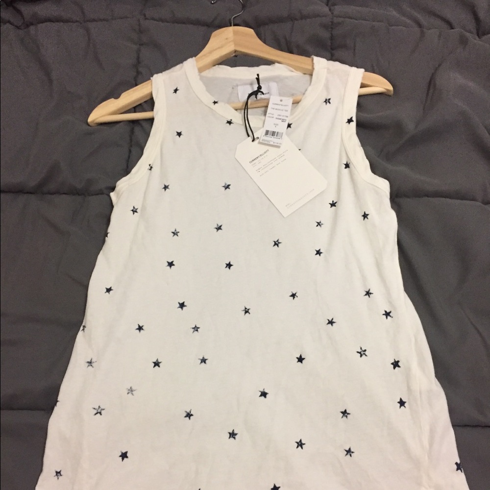NWT/current elliott the muscle tee sugar with navy